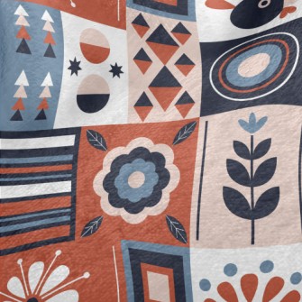 Geometric Patchwork Flowers Minky