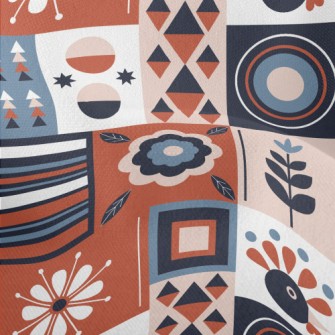 Geometric Patchwork Flowers Lightweight Performance Linen