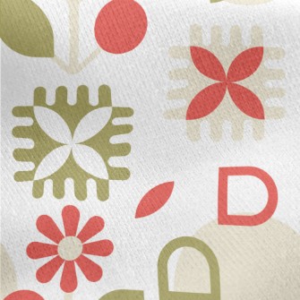 Geometric Lively Flowers Jersey Backed Fleece