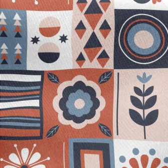 Geometric Patchwork Flowers Jersey Backed Fleece