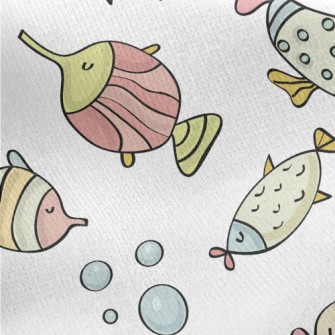 Leisurely And Happy Fish Jersey Backed Fleece