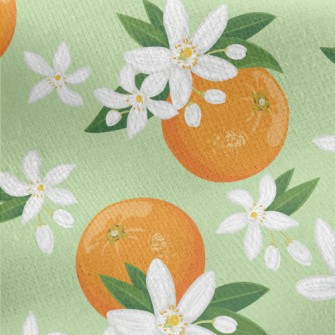 Tung Flower Orange Jersey Backed Fleece