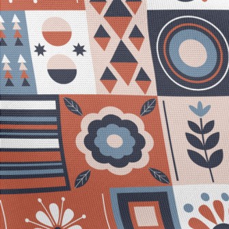 Geometric Patchwork Flowers Pongee