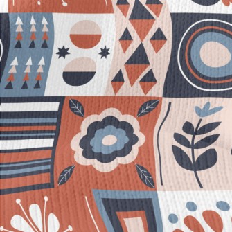 Geometric Patchwork Flowers Stretch Jersey