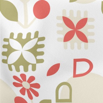 Geometric Lively Flowers Lightweight Cotton Poplin