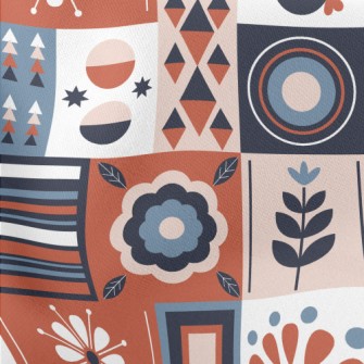 Geometric Patchwork Flowers Lightweight Cotton Poplin