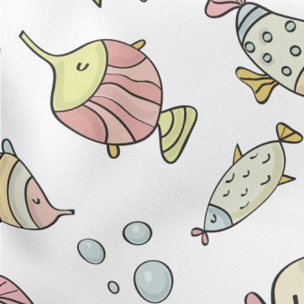 Leisurely And Happy Fish Lightweight Cotton Poplin