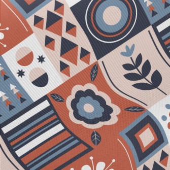 Geometric Patchwork Flowers Midweight Cotton Poplin