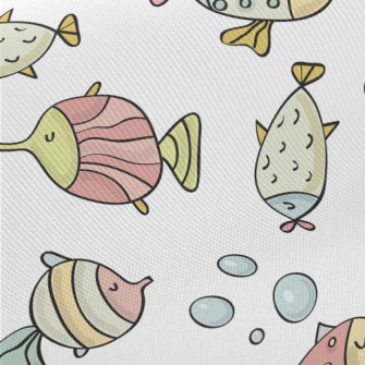 Leisurely And Happy Fish Midweight Cotton Poplin