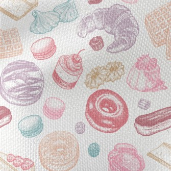 Colorful Doodle Dessert Bread Waterproof Canvas