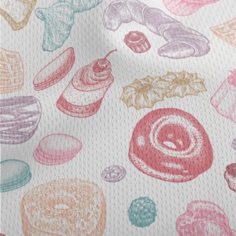 Colorful Doodle Dessert Bread Athletic Mesh Flat Back