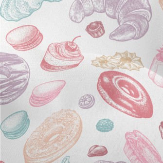 Colorful Doodle Dessert Bread Lightweight Performance Linen