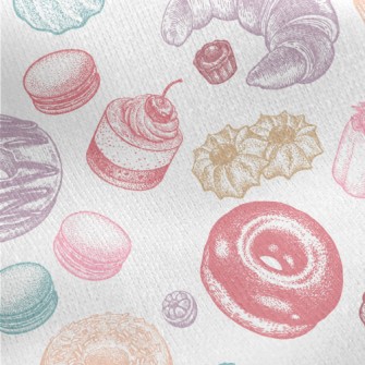Colorful Doodle Dessert Bread Jersey Backed Fleece