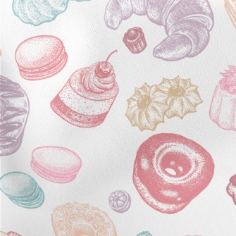 Colorful Doodle Dessert Bread Lightweight Cotton Poplin