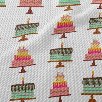 Pink And Green Birthday Cake Birdseye Piqué