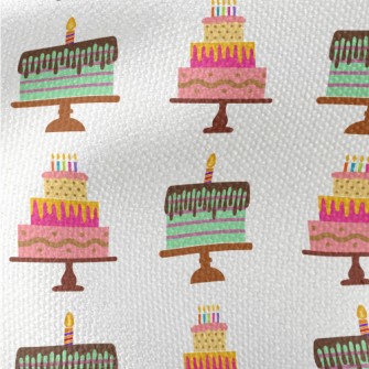 Pink And Green Birthday Cake Waterproof Canvas