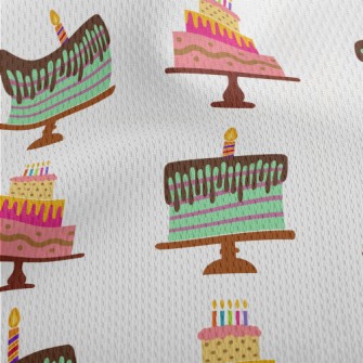 Pink And Green Birthday Cake Athletic Mesh Flat Back