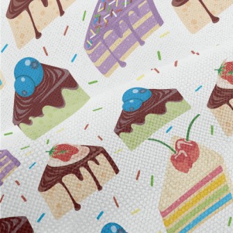 Various Sliced Cakes With Powd Performance Linen