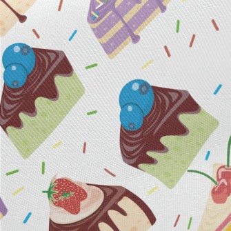 Various Sliced Cakes With Powd Twill