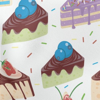 Various Sliced Cakes With Powd Stretch Ponte