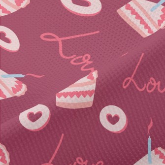 Pink Candle Cake And Love Hear Piqué