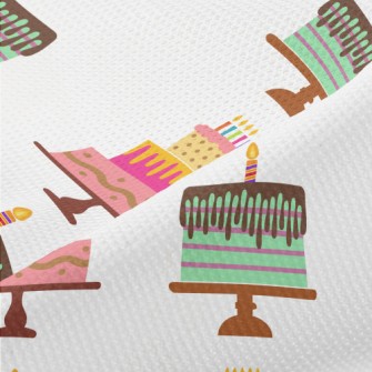 Pink And Green Birthday Cake Piqué