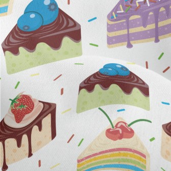 Various Sliced Cakes With Powd Lightweight Performance Linen