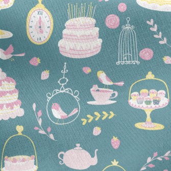 Pink Charming Afternoon Tea An Jersey Backed Fleece