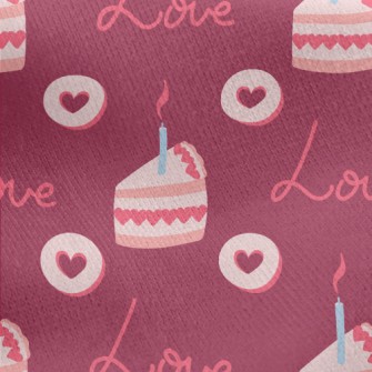 Pink Candle Cake And Love Hear Jersey Backed Fleece