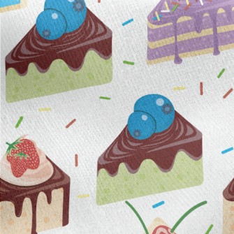 Various Sliced Cakes With Powd Jersey Backed Fleece