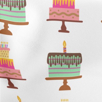 Pink And Green Birthday Cake Lightweight Cotton Poplin