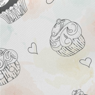 Detailed Hand-painted Cupcakes Twill