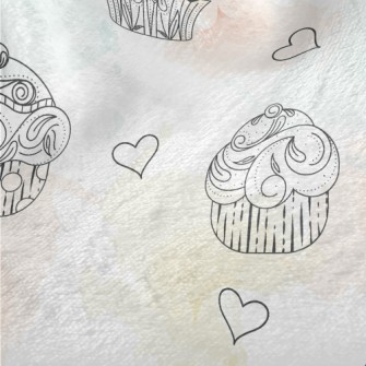 Detailed Hand-painted Cupcakes Minky