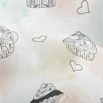 Detailed Hand-painted Cupcakes Lightweight Performance Linen