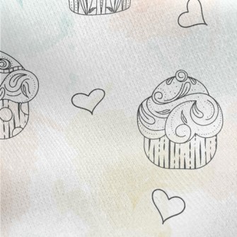 Detailed Hand-painted Cupcakes Jersey Backed Fleece