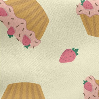 Strawberry Flavored Cupcake Jersey Backed Fleece