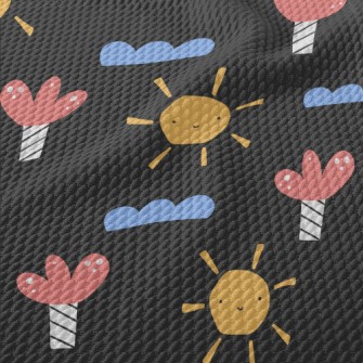 Cute Sun Clouds Birdseye Piqué