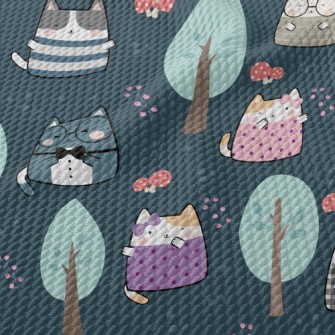 Cat Dating In The Forest Birdseye Piqué