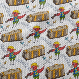 Pirate Parrot And Treasure Che Birdseye Piqué