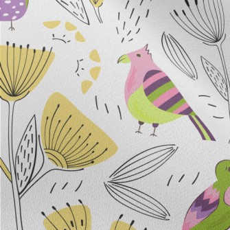 Wild Birds And Flowers Chiffon