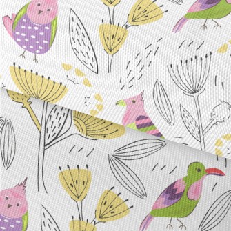 Wild Birds And Flowers Waterproof Oxford