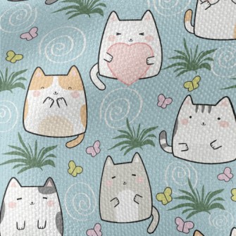 Cute Cat Family Waterproof Canvas