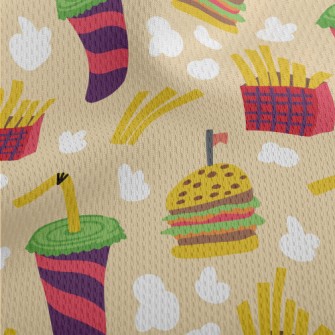 Cartoon Fast Food Meal Athletic Mesh Flat Back