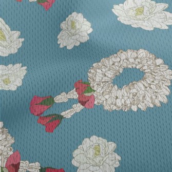 White Flower Wreath Athletic Mesh Flat Back