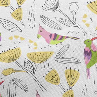 Wild Birds And Flowers Performance Linen