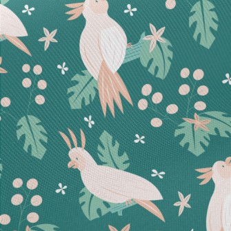 Cute Parrot Flowers And Plants Twill