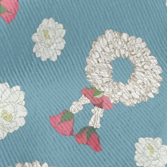 White Flower Wreath Standard Corduroy