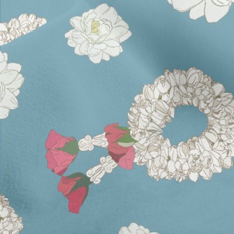 White Flower Wreath Micro Fleece