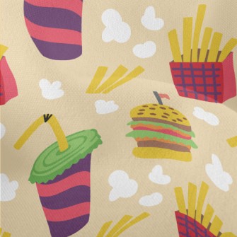 Cartoon Fast Food Meal Lightweight Performance Linen