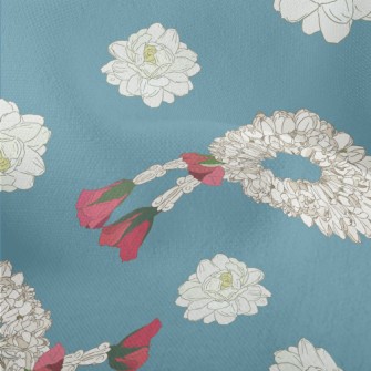 White Flower Wreath Lightweight Performance Linen